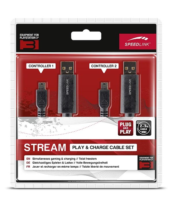 STREAM Play & Charge Cable Set - for PS3, black - SL-4408-BK