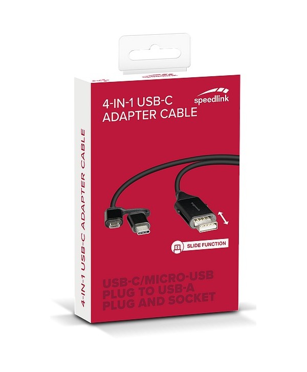 Cabo Speedlink 4-em-1 USB C adapter - 1 m - SL-180022-BK